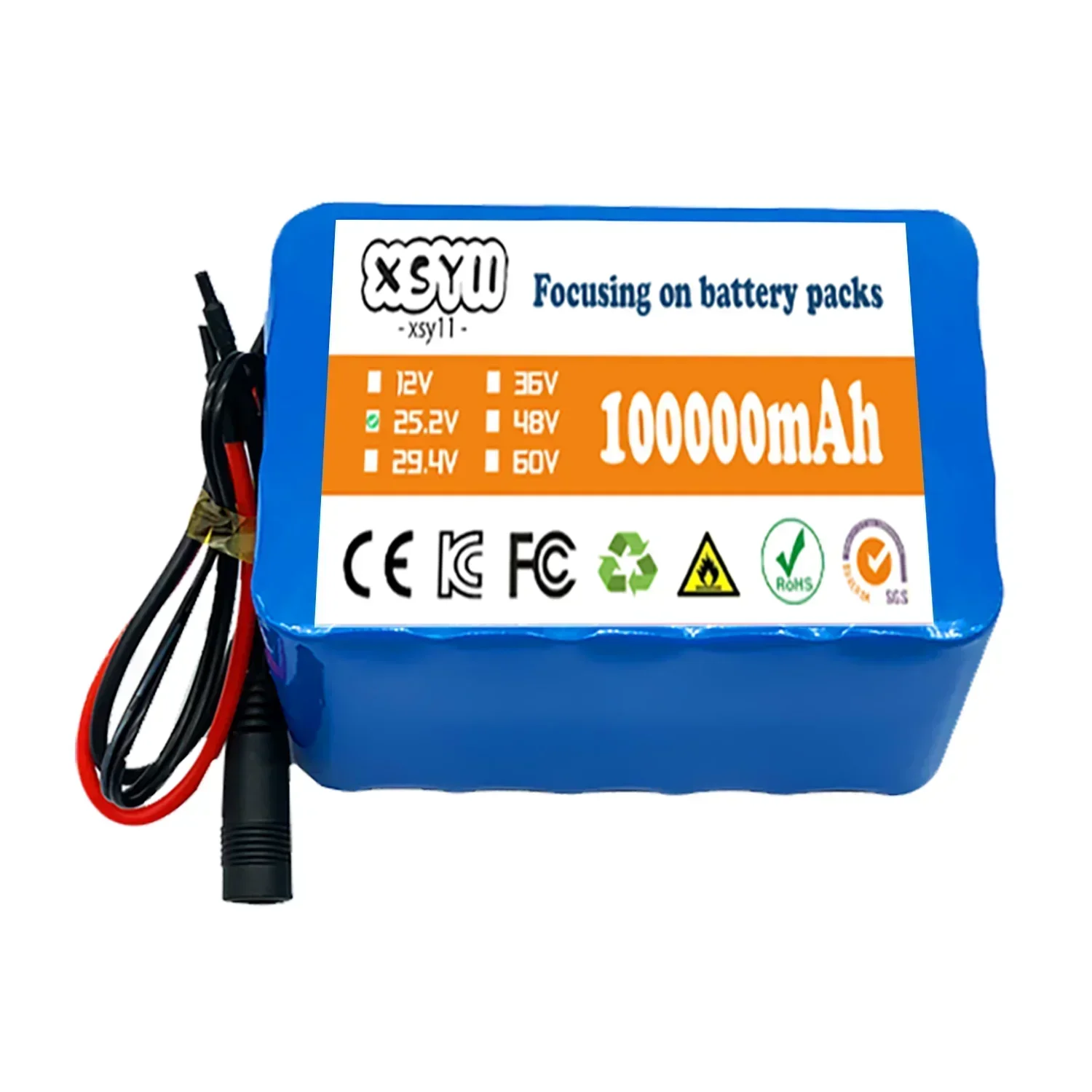 6S4P 24V 100Ah 25.2V 100000mAh 18650 Battery Lithium Battery Pack Moped High Power Battery 500W BMS