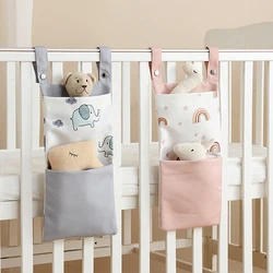 Baby Bed Hanging Storage Bags Cotton Newborn Crib Organizer Toy Diaper Pocket for Crib Bedding Set Accessories Nappy Store Bags