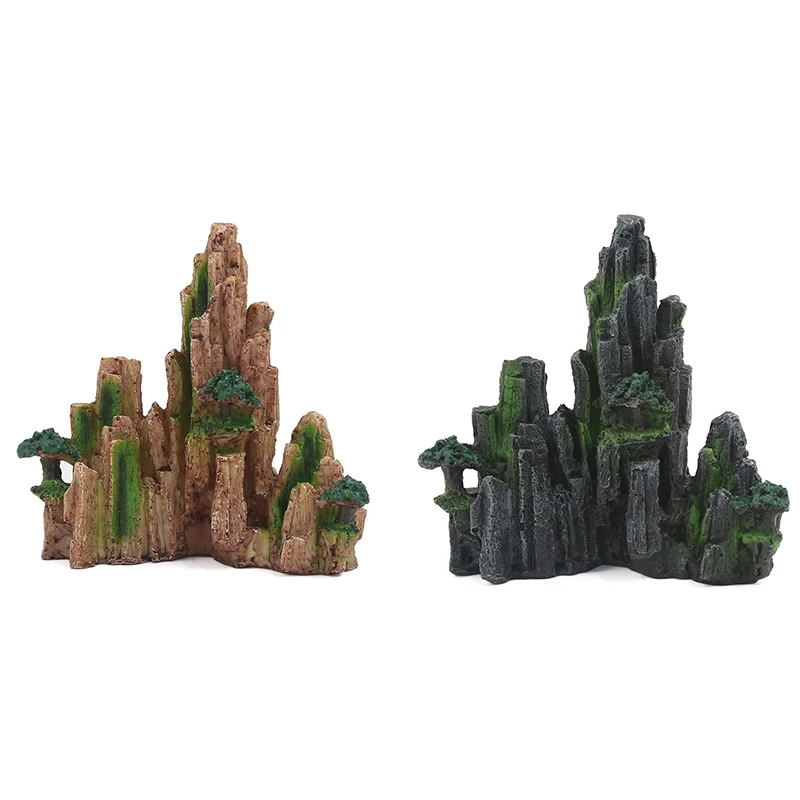 Aquarium Ornament Resin Rockery Artificial Hill Resin Mountain View Rock Decorating Ornament Fish Tank