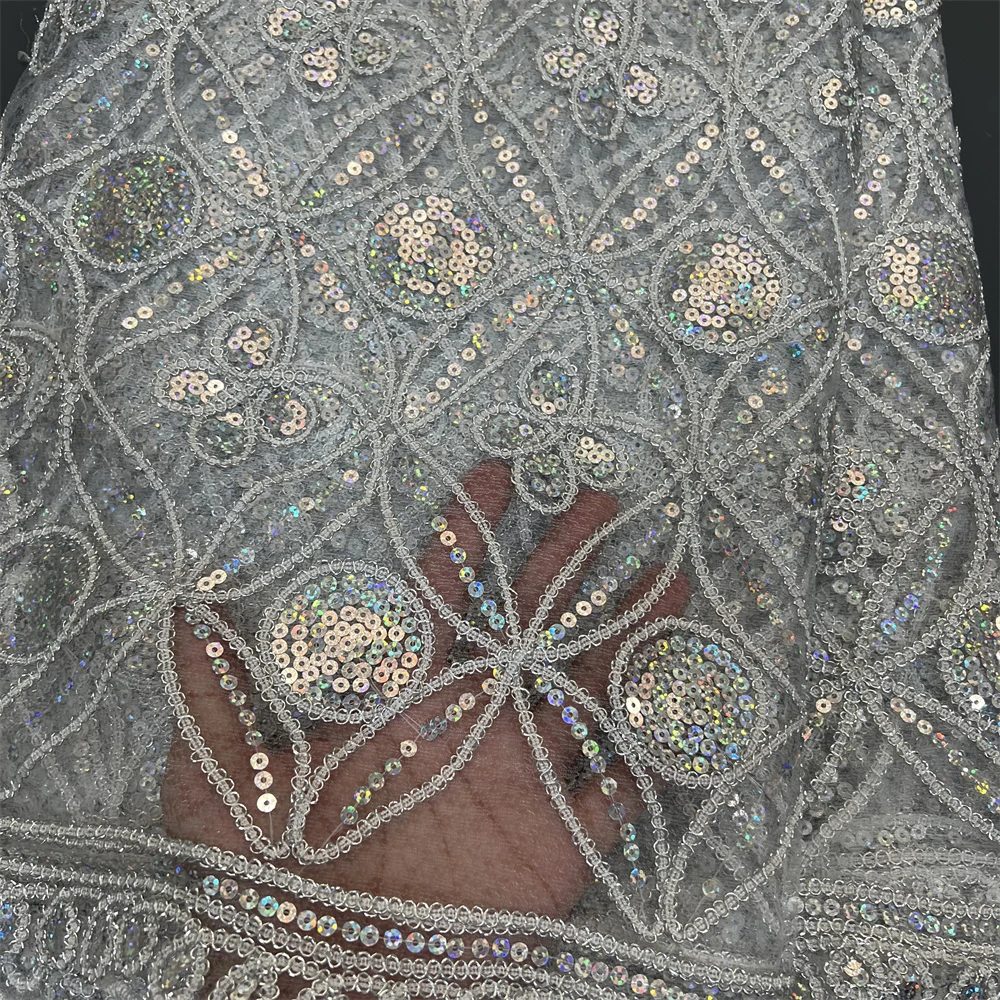 African Beaded Lace Fabric, Embroidered Nigerian Lace Fabrics, Bridal Lace, French Net, PS0047, 2024