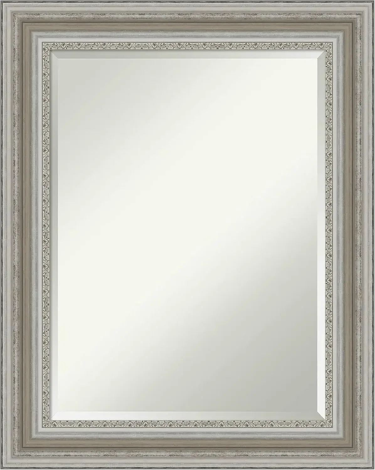 

Silver Bathroom Mirror for Over Sink, 30x24 Parlor Silver Rectangle Vanity Mirror, Hangs Horizonally Bathroom Wall Decor