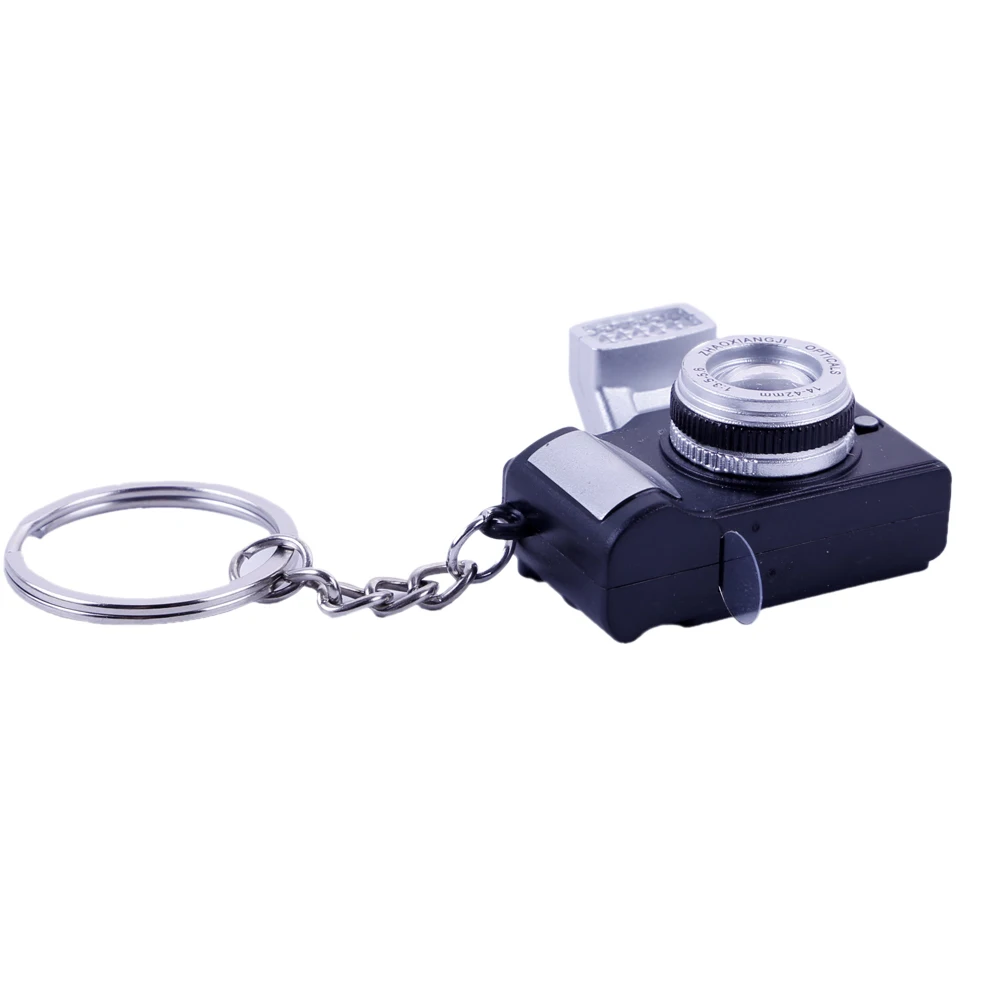 Retro Camera Model with Sound and Light Keychain Photographer Gift Key Chain Creative Mini Vidicon Keyring Baby Photo Prop Camer