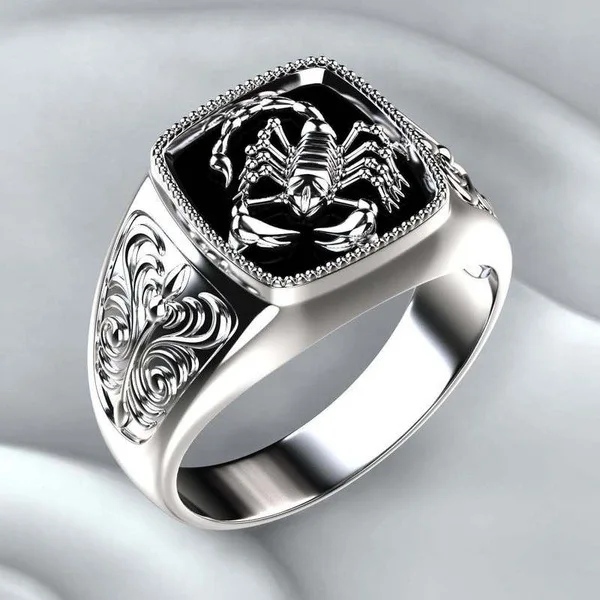 2024 Creative Embossed Ring for Men 925 Silver Scorpion for Men