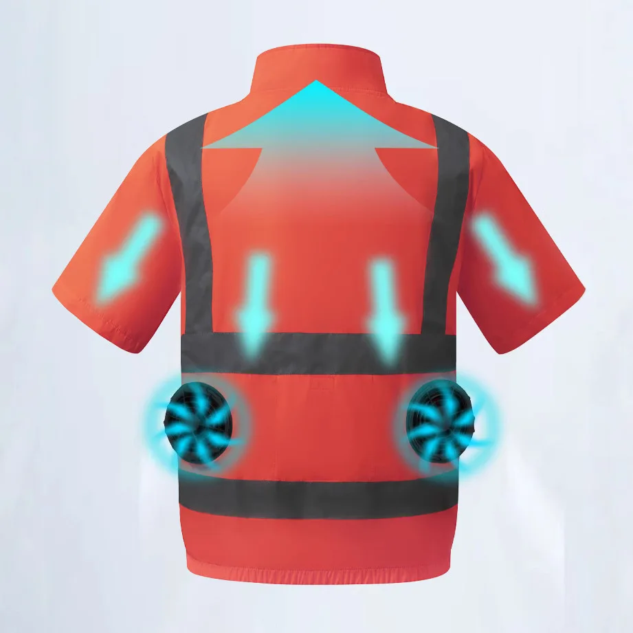 

Outdoor sports, summer cooling, reflective strips, fan suits, short-sleeved air-conditioned suits, men's models