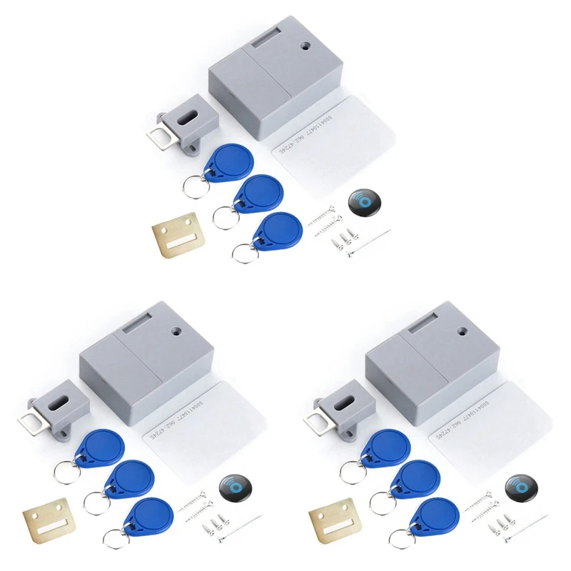 

3X RFID электронный замок для шкафа, электронный темный замок для деревянного шкафа, ящика для обувного шкафа, замок для ящика
