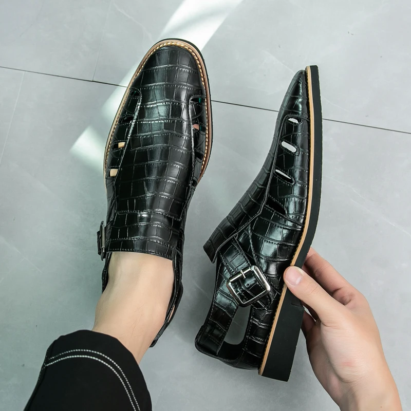 

Летние винтажные мужские деловые сандалии, удобные повседневные дышащие универсальные модные социальные сандалии для мужчин