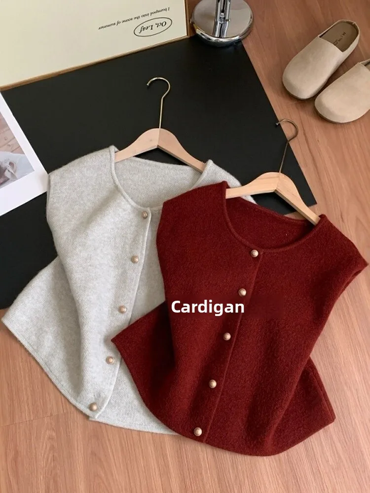 

Вязаный жилет-свитер женский, осенне-зимний, модный, винтажный, многослойный, высококачественный, мягкий, в корейском стиле