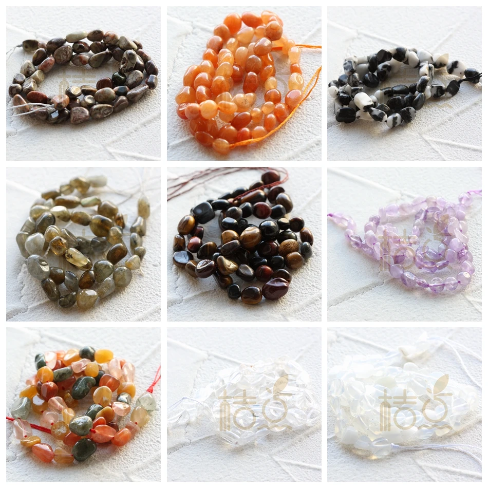 One Strand (50 Pieces) Colored Semi Precious Stone Nugget Beads - Varies Colors (G283D)