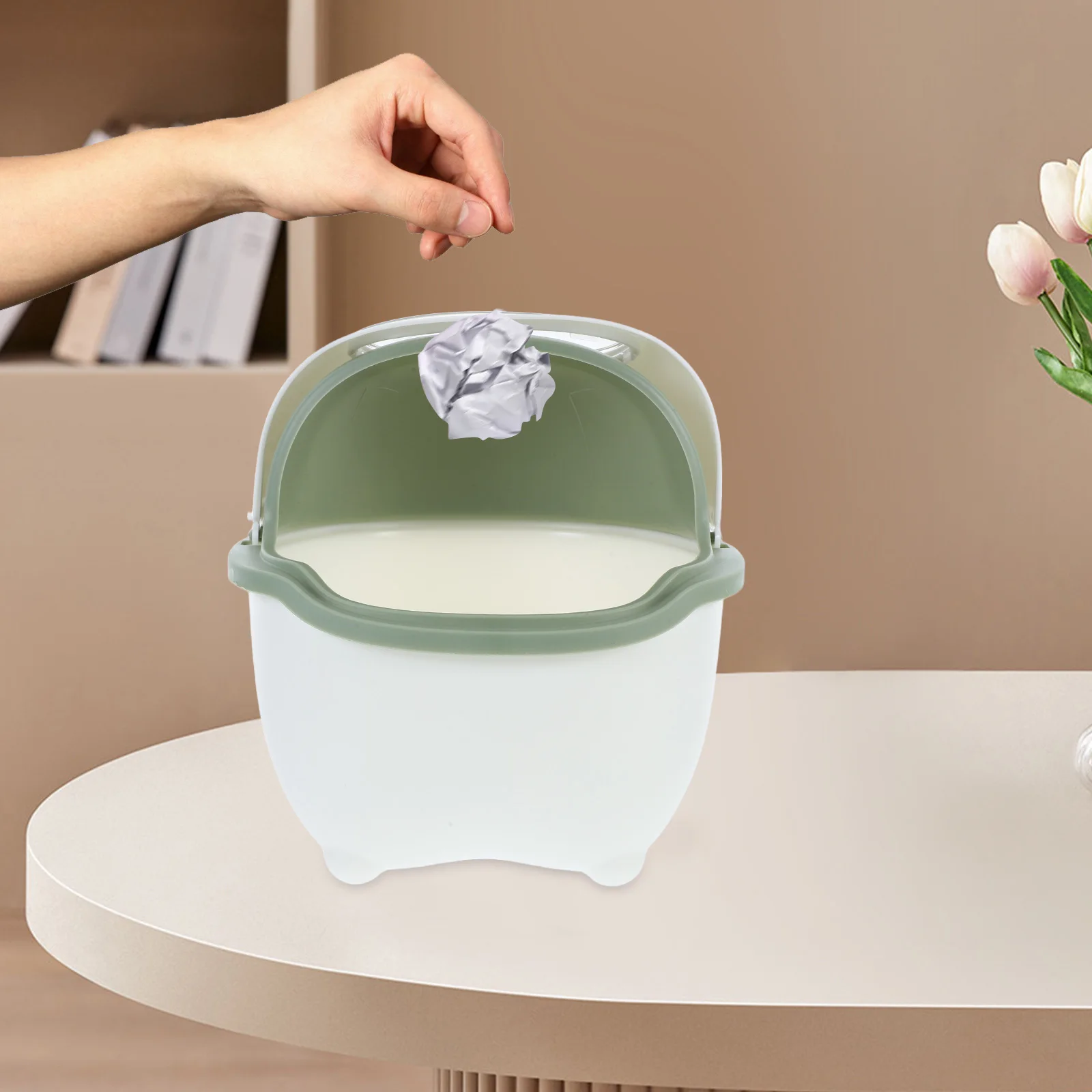 

Mini Desktop Trash Can Cartoon Bear Design Cute Tabletop Garbage Container Decor Bear Trash Can Waste Basket for Bathroom