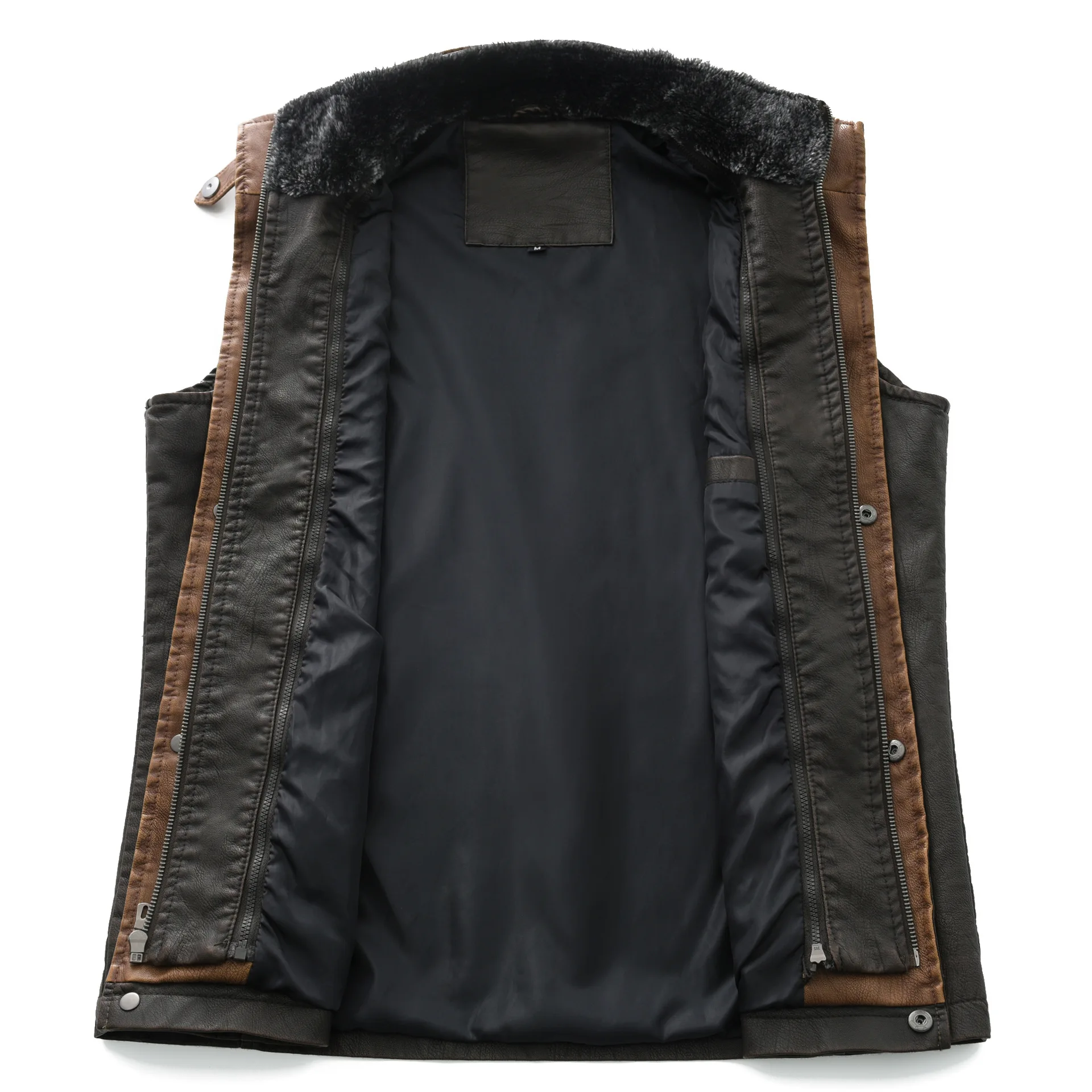 

Fleece Windproof Winter Vests Button Up Vests Retro Men's Jacket Men's Leather Jacket Vest Large Size Casual Trendy Cargo Vest