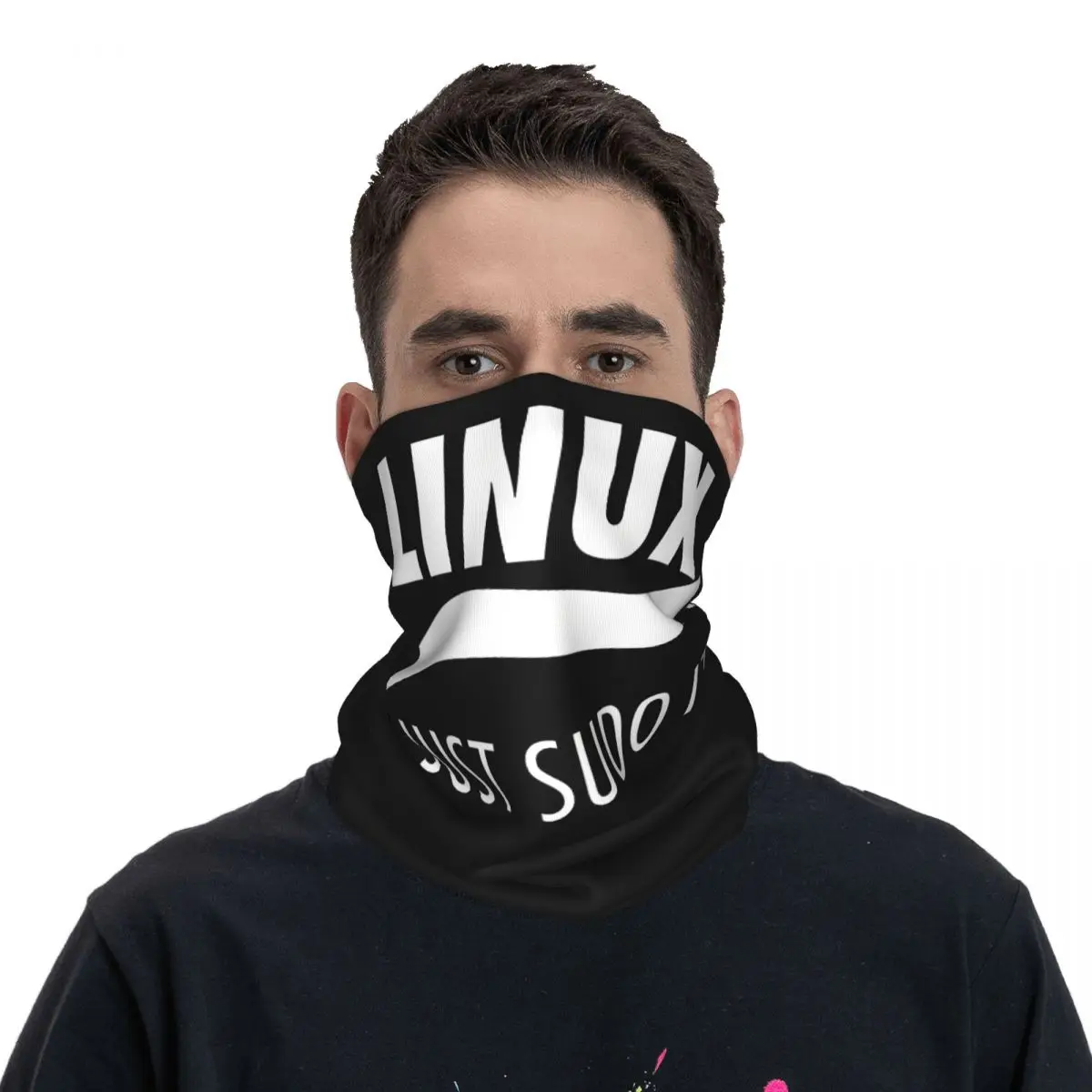 Linux-po prostu Sudo to Bandana Motocross z nadrukiem ocieplacz na szyję chusta z linuxem szal rowerowy wędrówki Unisex dla dorosłych wiatroszczelna