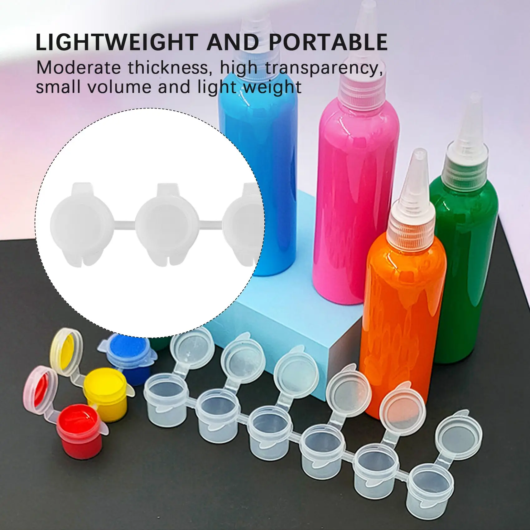 

KIKI 50 Strips Empty Paint Strips Paint Cup Pots Clear Storage Paint Containers Mini Painting Cup Pot 3Ml/ 0.1 Oz