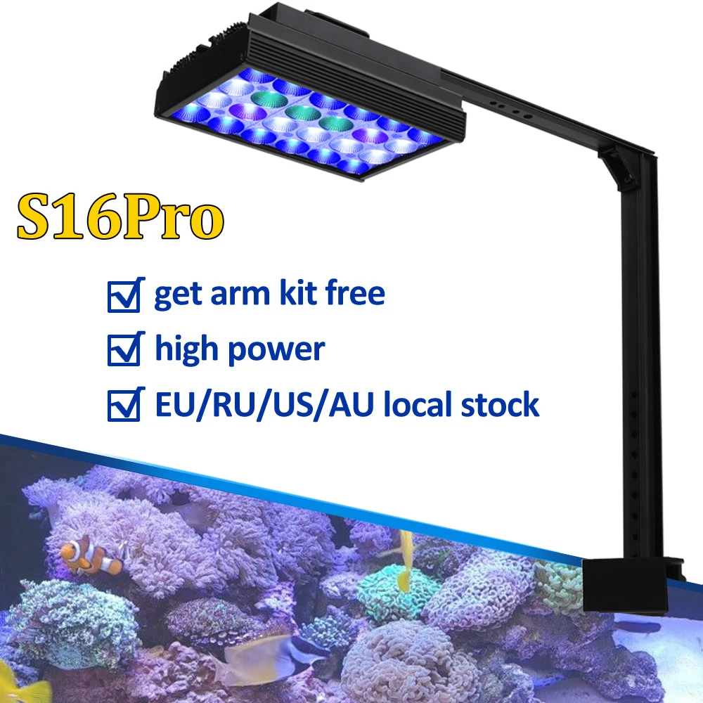 PopBloom-LED Marine Aquarium Light, Reef Aquarium LED Lamp for 40-60cm Reef Coral SPS LPS Saltwater Tank, Sunrise and Sunset,60W