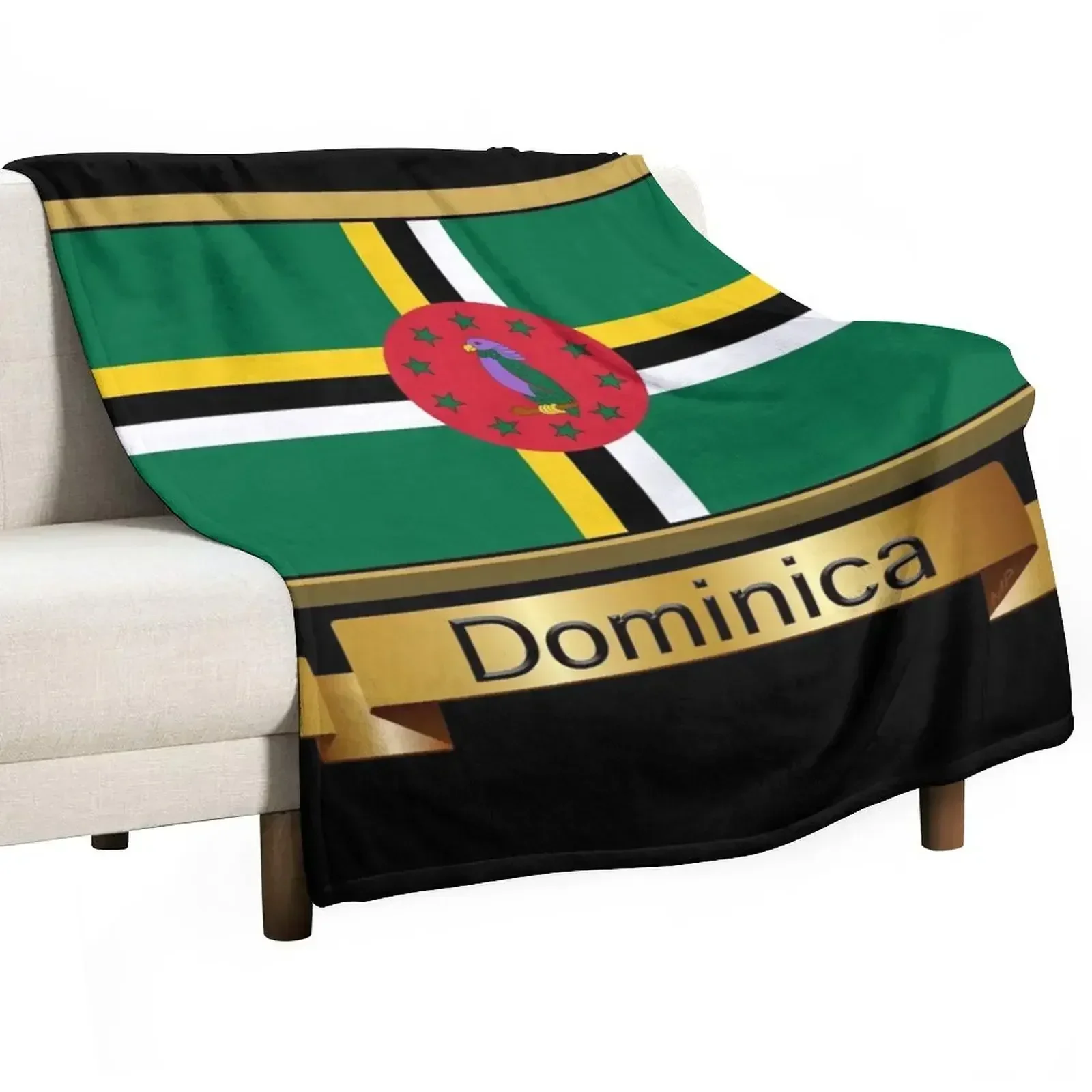 Dominica Flag Gifts, Stickers & Products - Named Throw Blanket Soft Beds Plaid on the sofa Blankets