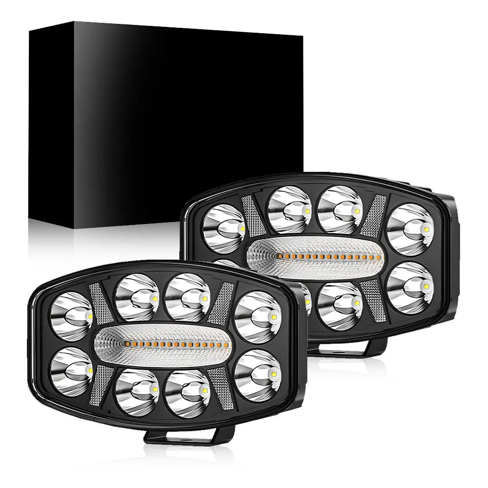 Luz LED Spot para Caminhão e Reboque, Branco Amarelo DRL, Farol Auxiliar para Condução no Trabalho, Condução Europeia, Modificação, 10in