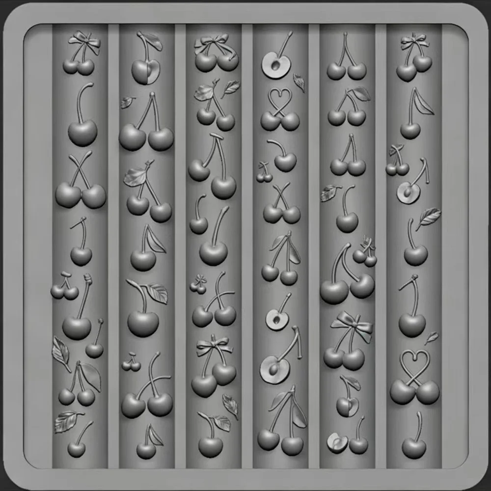Silikon-Nagelstempel Kirschdesign Niedliche Frucht 3D Gel Exquisite Vorlage Stempel-Silikonform Harz-Bastelwerkzeug