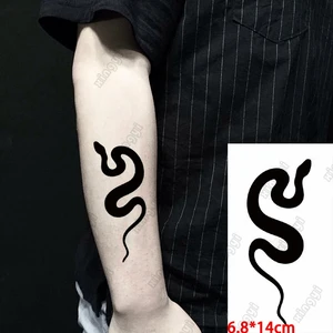 Dark Wine Waterproof Temporary Tattoo Stickers Black Snake Fake Tattoo Waist Wrist Leg Body Arm Art Tattoo Sticker