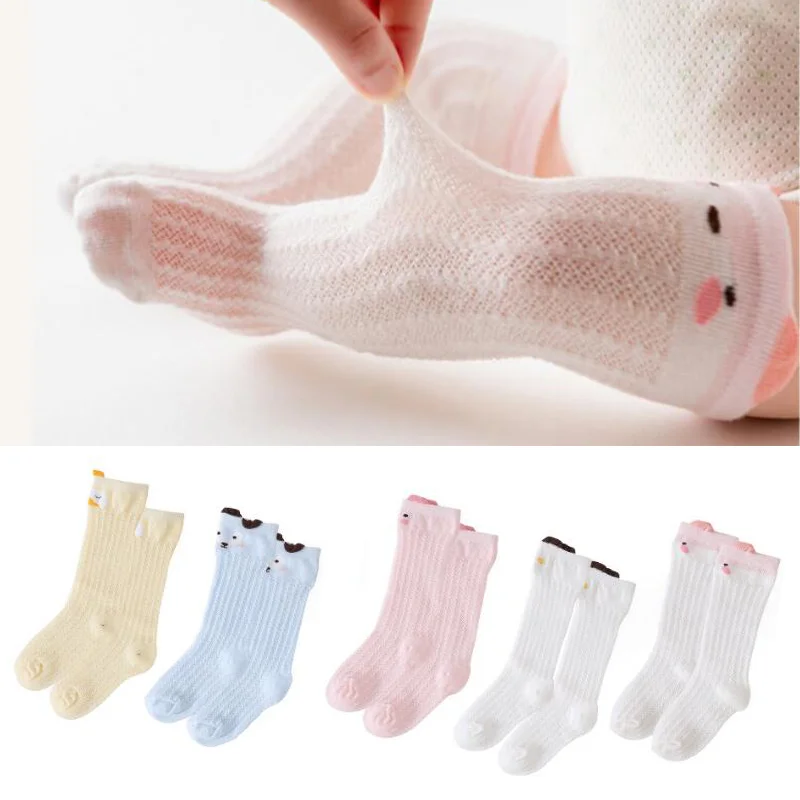 

2Pair/lot new summer thin newborn baby mesh long tube knee length children's socks