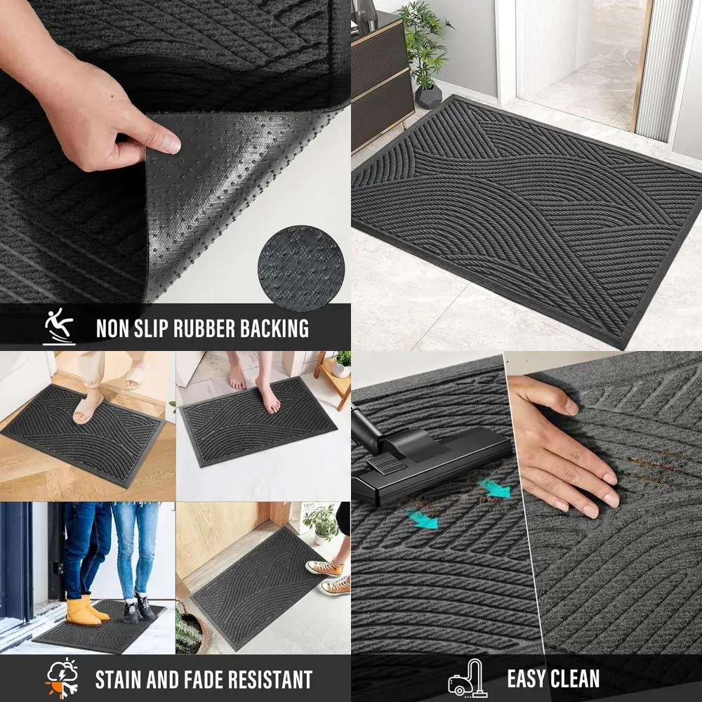 

Durable Door Mat for Mud and Dirt, Absorbent Indoor/Outdoor, Stain & Fade Resistant, Non-Slip Backing, 47x32 Grey