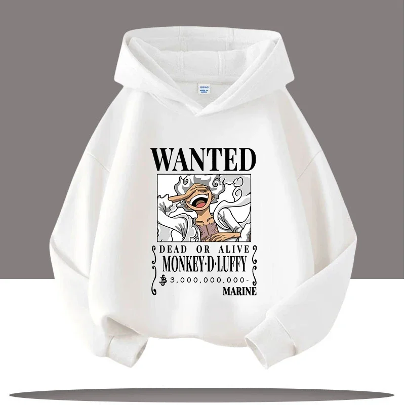 

One Piece (pirate king) for autumn and winter. Boys' casual top. Long-sleeved children's hooded sweater with cartoon print of