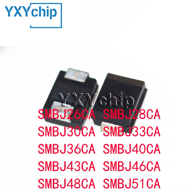 50pcs SMB_DO-214AA SMBJ26CA SMBJ28CA SMBJ30CA SMBJ33CA SMBJ36CA SMBJ40CA SMBJ43CA SMBJ46CA SMBJ48CA SMBJ51CA Smd Tvs Diode