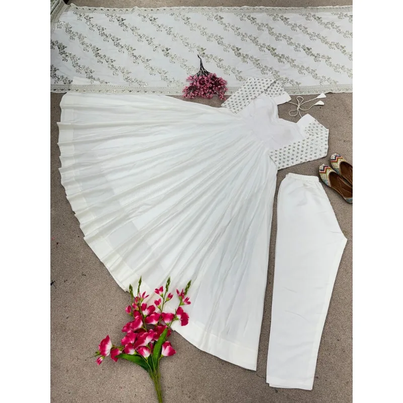 White Pakistan Salva Camiz Dress Indian Wedding Party Dress Polaroid Suit