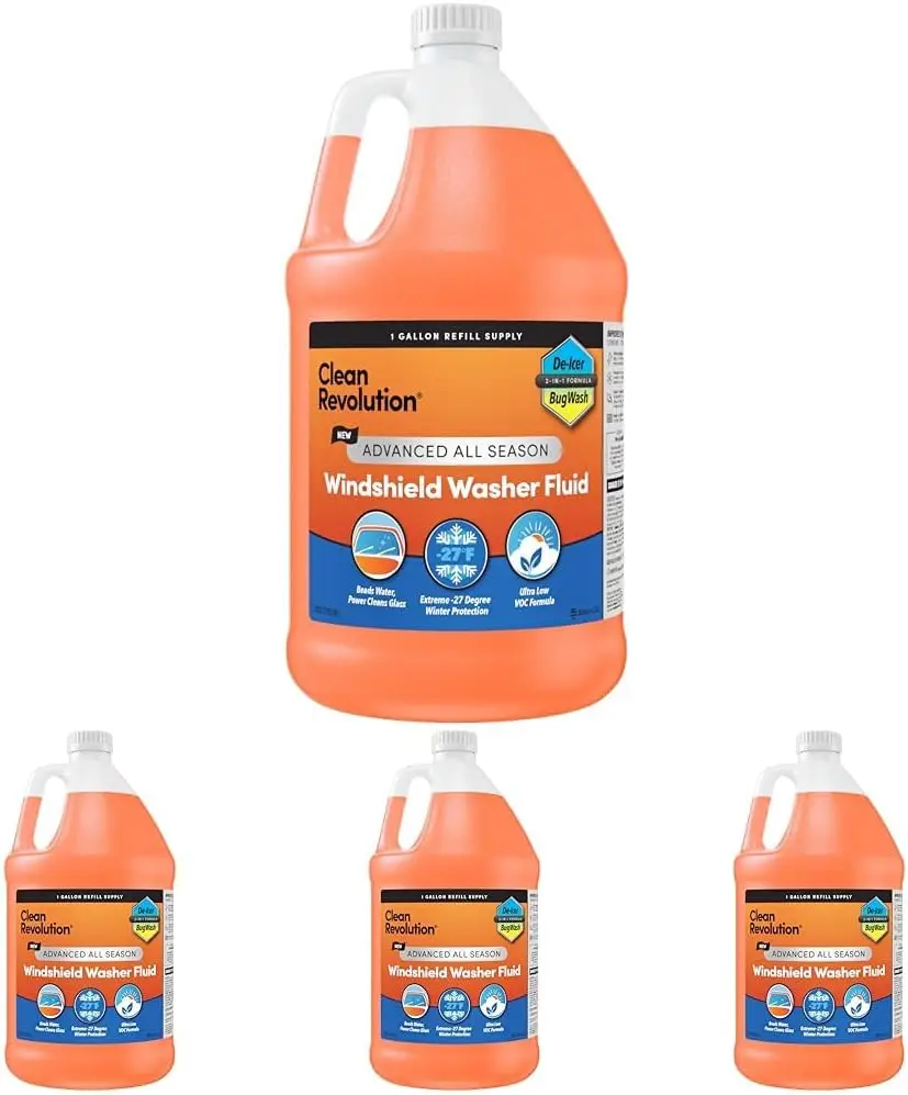 

Всесезонная жидкость для омывателя лобового стекла — сверхнизкий VOC, De-Icer и жуков, упаковка из 4 шт., сделано из США