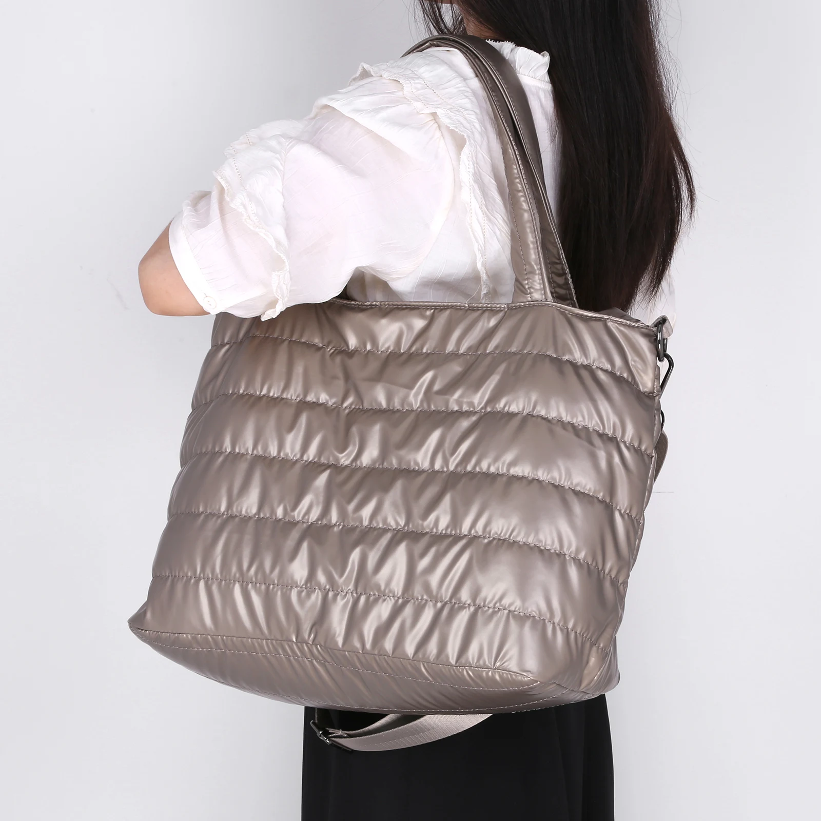 Lightweight Padded Shoulder Bag Women Puffer Tote Bag Large Capacity Quilted Puffy Handbag Space Padded Cotton Crossbody Handbag