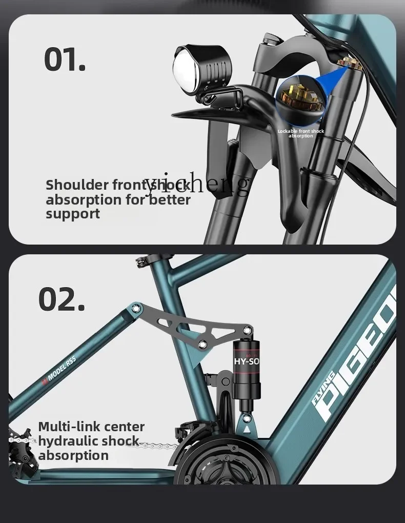 Rower elektryczny górski TQH Flying Pigeon, terenowy, dla dorosłych, męski i damski, z baterią litową, pojazd elektryczny.