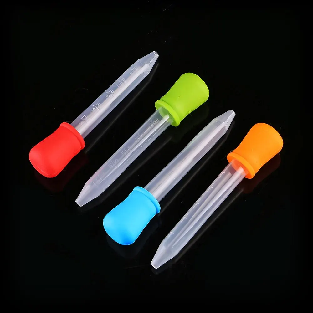 JCD 5ml Small Silicone Plastic Pipette Dropper Feeding Medicine Liquid Eye Ear Pipette Dropper School Lab Experiment Supplies