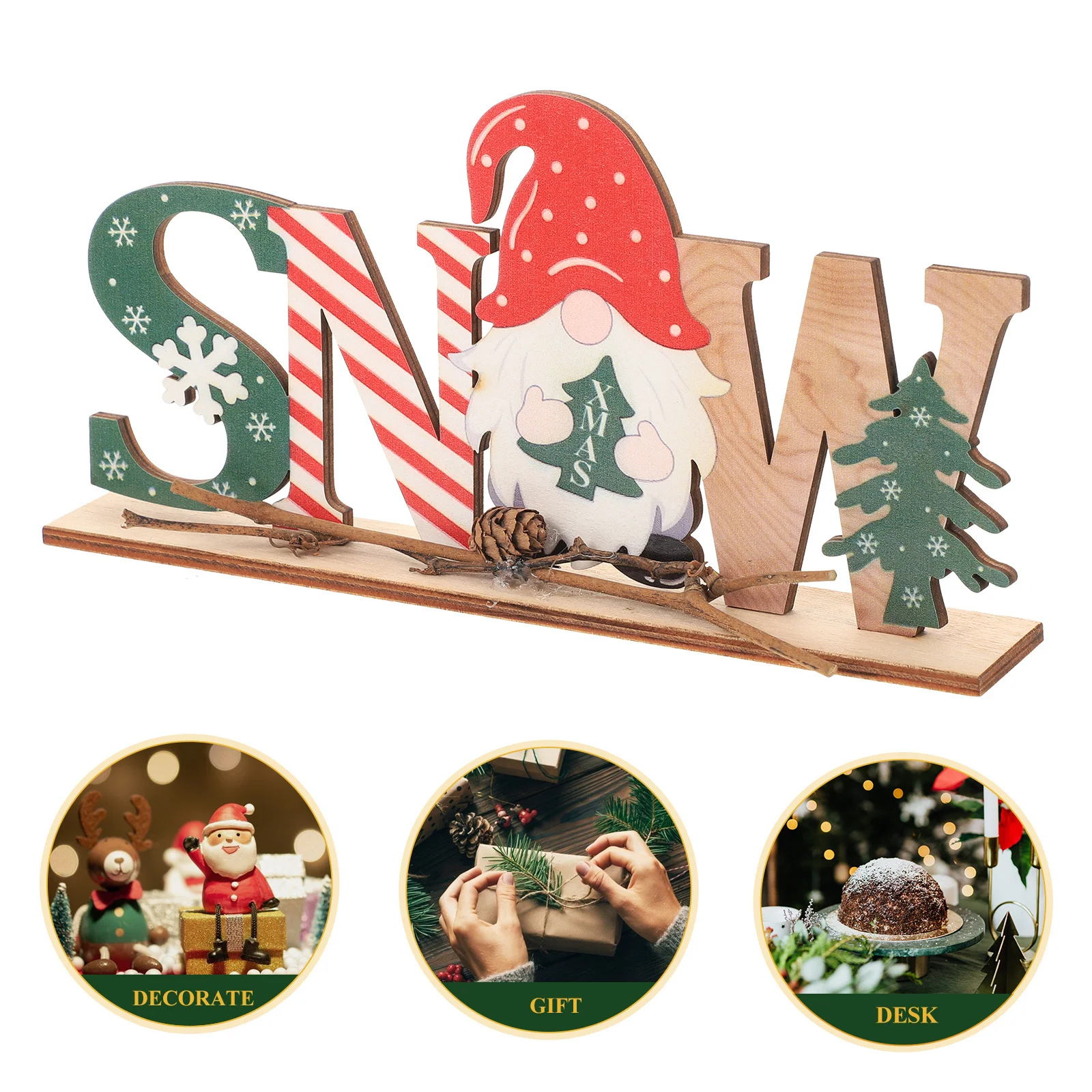 

1pcs Letter Christmas Desktop Decoration, Creative Wooden Ornament, Diy Adornment, Festive Party Layout Supply