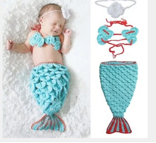 Newborn Baby Photography Props Clothing Mermaid Costume Sbaby Milestone Posing Clothing Backdrop Photo Studio Accessories