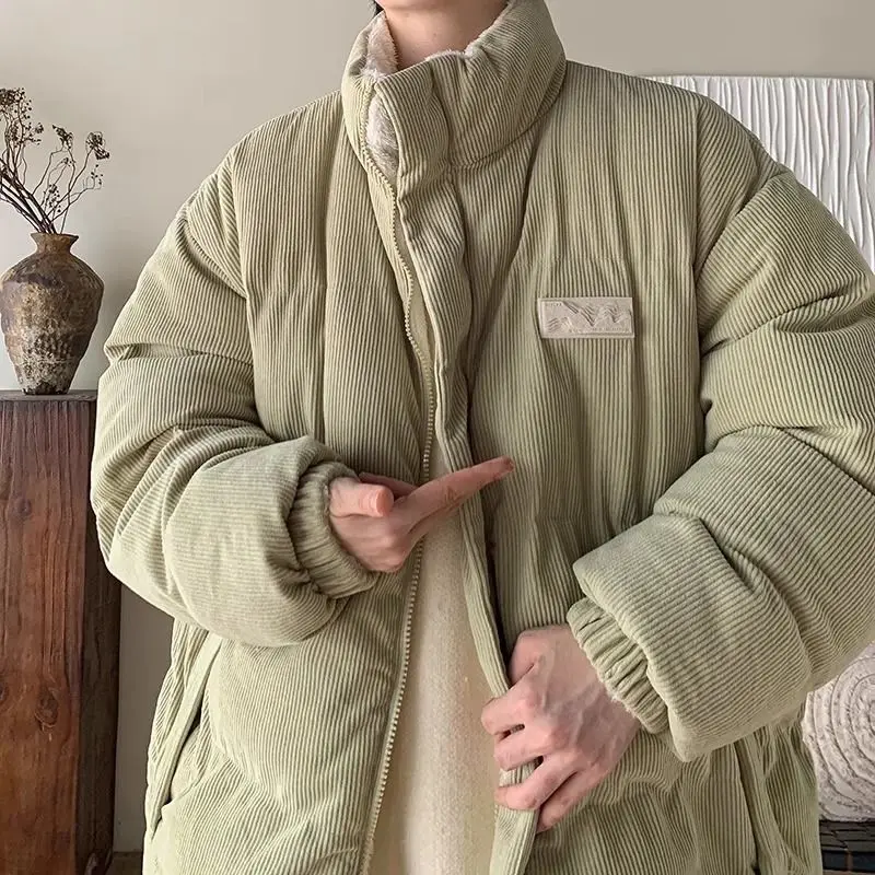 Hot selling men's cotton thick and warm parka coat, winter corduroy cotton jacket, winter men's solid color casual winter clothi