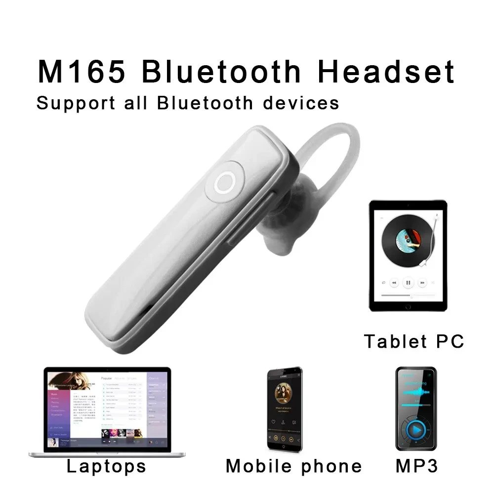 Bluetooth Headset Stereo Wireless Earplug Noise Reduction Unilateral Business Headset Tws Mini Portable M165 Sports for Phone