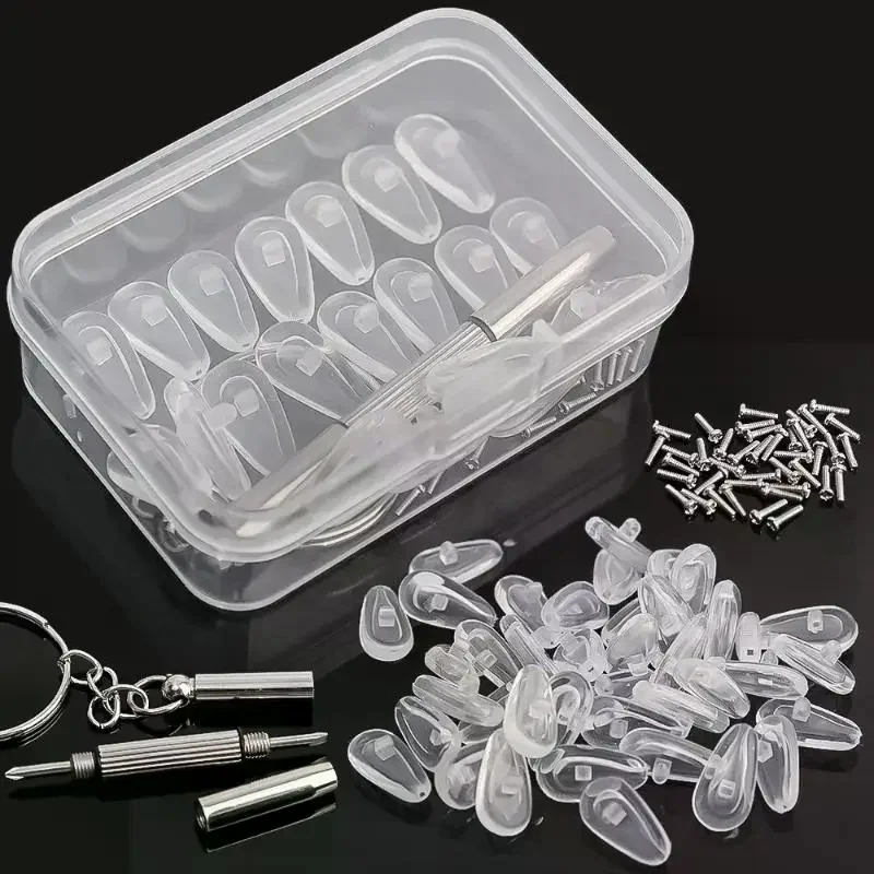 Eyeglasses Nose Pads With Screwdriver DIY Soft Silicone Air Chamber Glasses Replacement Repair Tools Anti-slip Nose Pad Screw