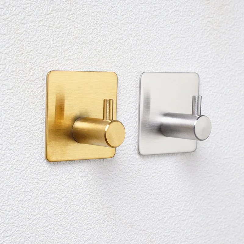 Self Adhesive Stainless Steel Wall Hooks Sticker Door Hook Towel Clothes Robe Rack Toilet Accessories Shower Accessories