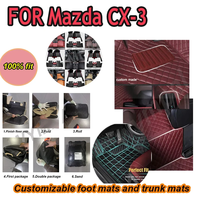 

LUXURY Car Floor Mats For Mazda CX-3 CX3 DK 2016~2022 Leather Luxury Mat