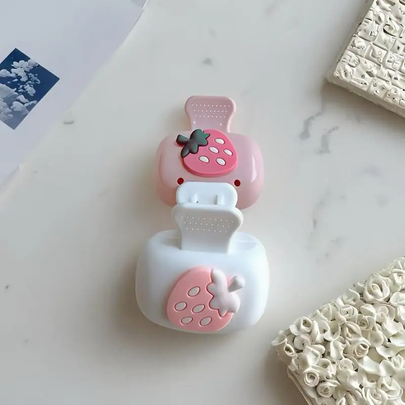 【HBA】2Pcs Strawberry Shaped Toothbrush Clip With Dust Cover Bathroom Toothbrush Protective Cover For Home And Travel