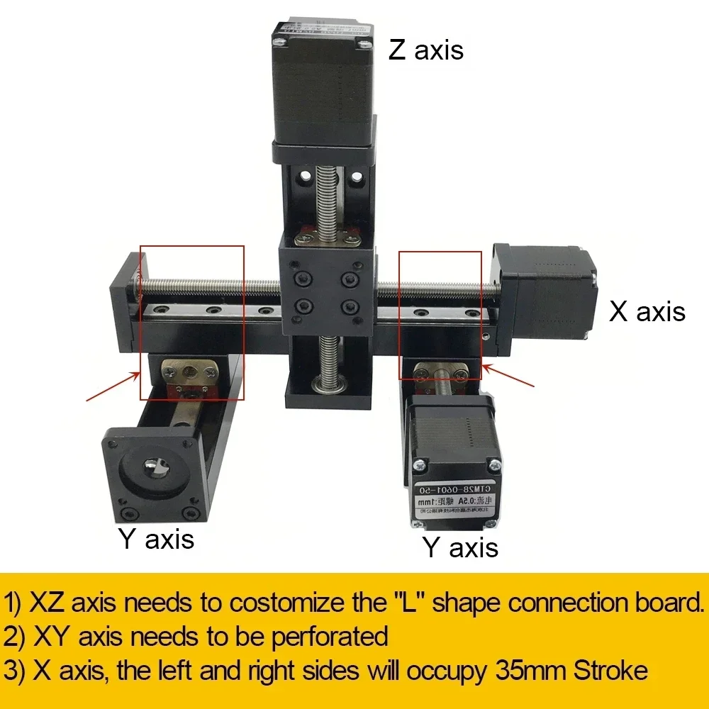 Gantry CNC Fase lineare XYZ a 3 assi Fase di scorrimento tipo T Asse lineare Corsa 50-300mm con modulo di scorrimento motore passo-passo NEMA11 28MM