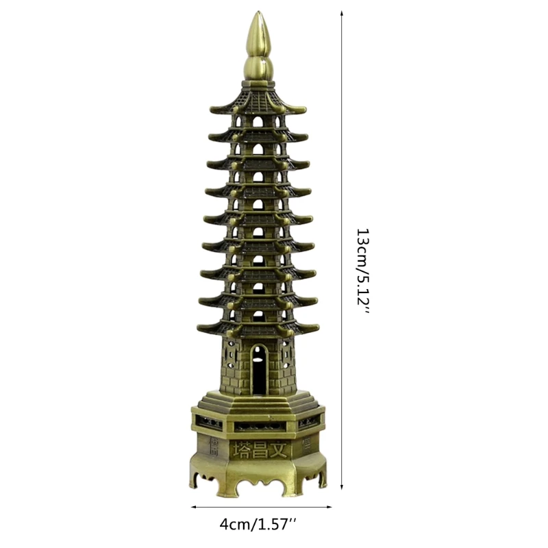Feng Shui Alloy 3D Model Chinese Wenchang Pagoda Tower Crafts Statue Decoration