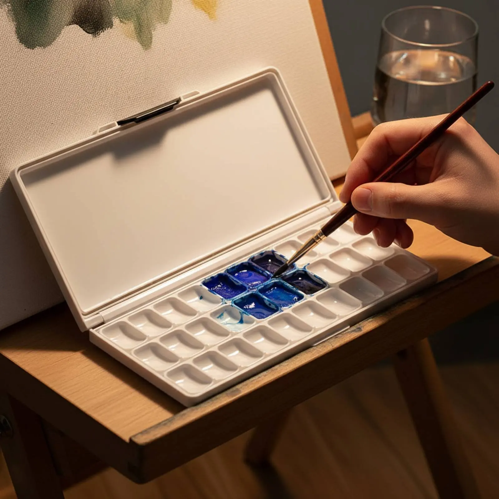 33 Well Watercolor Palette Foldable Watercolor Gouache Palette Airtight Paint Storage Box Deep Wells for Outdoor Painting