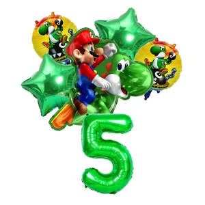 Bản vẽ Super Mario Party Aluminum Film Balloon, Digital Balloon Set, Trẻ em sinh nhật, Nhà nền, 32 10 Bảng bán hàng Super Mario chính - №4