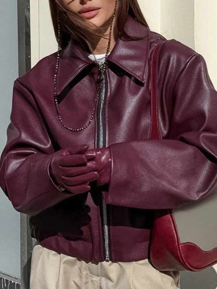 

Locomotive Leather Jacket 2025 Europe America Autumn Winter New Loose Coat Fashion Cross-border Leather Jacket New Women's Coat