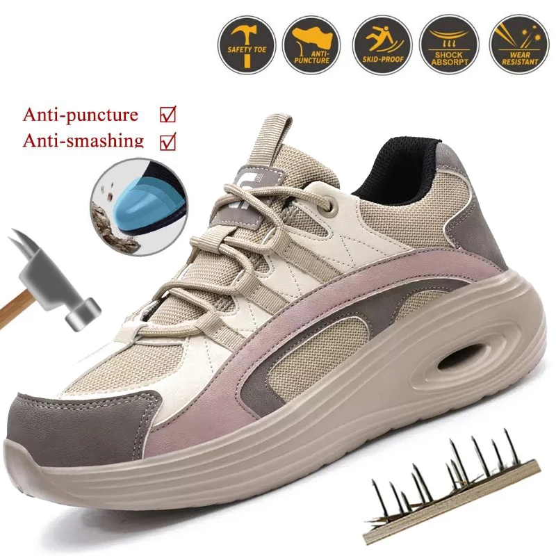 New Women's Anti-Smash and Anti-Puncture Safety Shoes Comfortable Steel Head Four Seasons Models Work Shoes Wholesale
