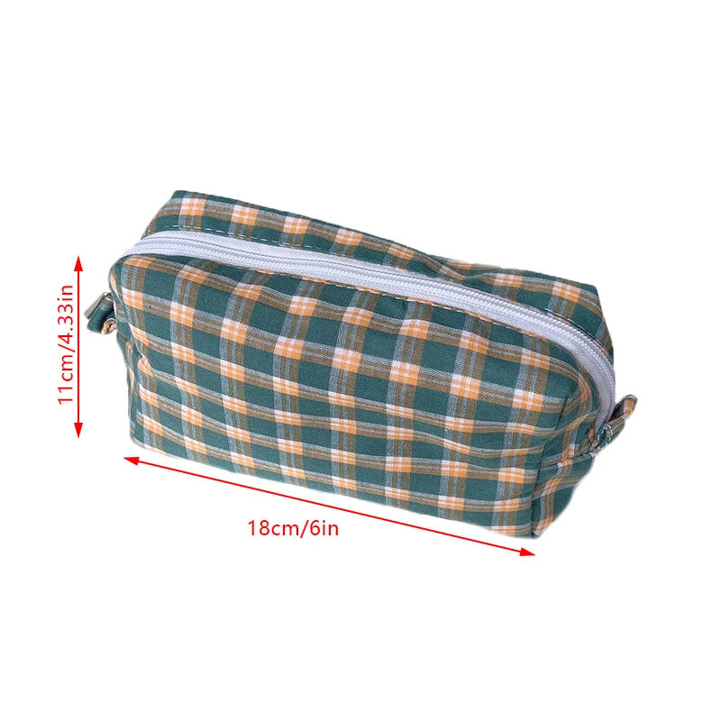 Sweet Cute Color Retro Plaid Cosmetic Bags Pencil Case Large Capacity Portable Girly Storage Bags Makeup Pouch Toiletry Bag Gift