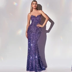 Customized Exquisite Prom Dresses Beautiful Sequins Sexy V-neck Sleeveless Mermaid Train High Quality 2023 New Evening Party Go