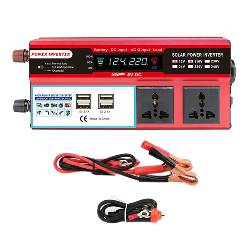 

4000W Car Power Inverter Sine Wave DC 12V To AC 110V 120V Solar Converter 4 USB Converter For Car RV