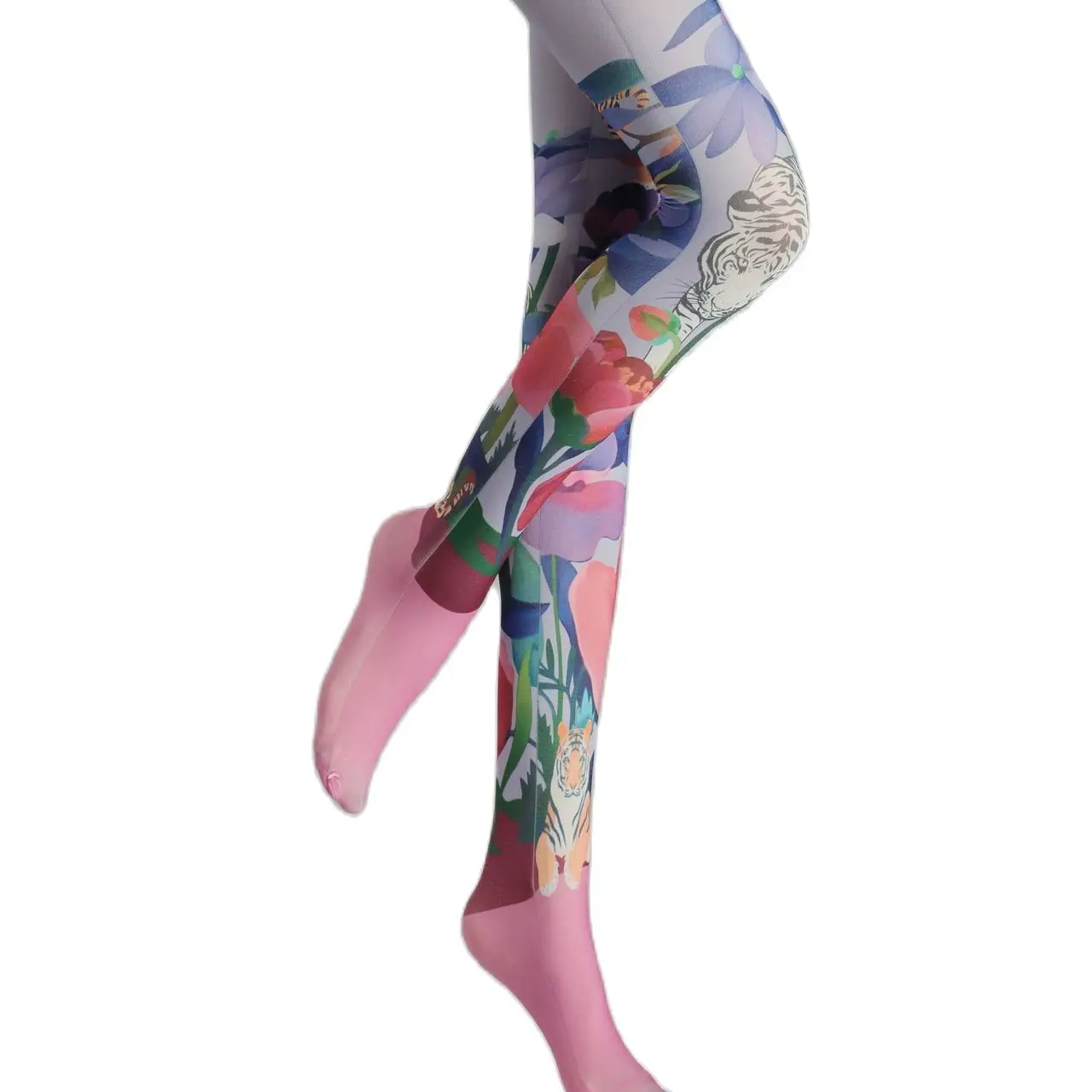 

New Women's Tights Chinese style series Lotus Printed Pantyhose Female Comfortable Girl Tights