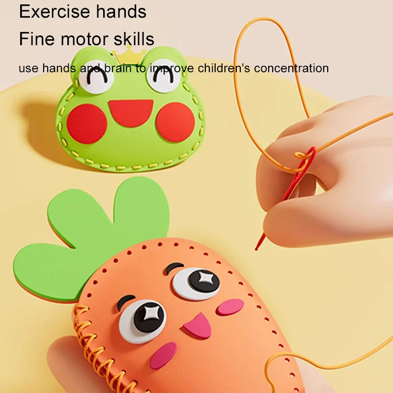 

Kids DIY Hand-Sewing Craft Toy – Non-Woven Fabric Creative Ornament Kit With 5 Designs, DIY Doll Decoration Gift