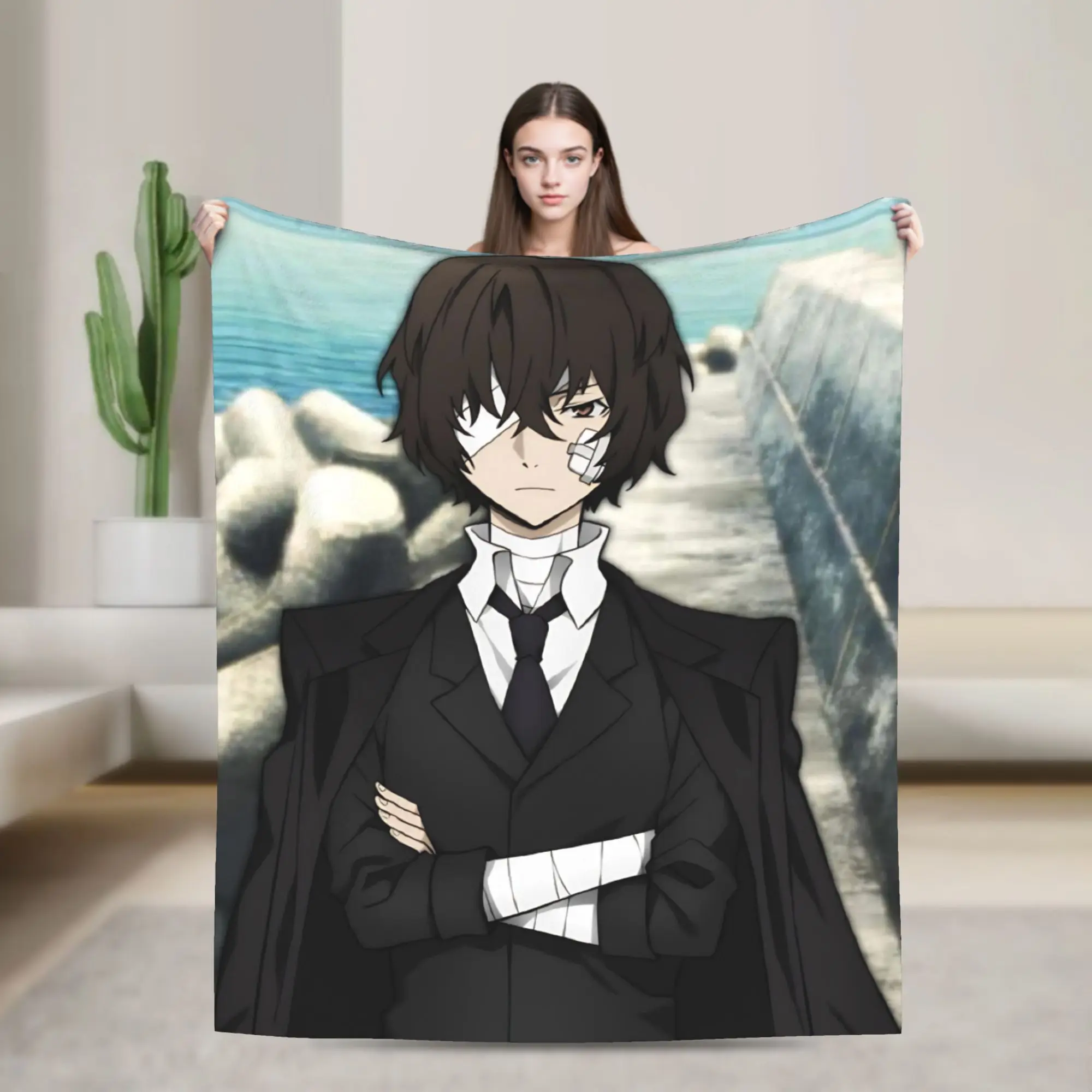 Dazai Bungo Stray Dogs Blankets Flannel All Season   Multifunction Ultra-Soft Throw Blankets for Bed Car Bedspread